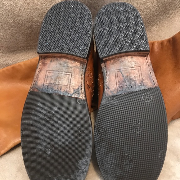 Frye Tall Trapunto Leather Boots w/ Woven Trim - Picture 8 of 9